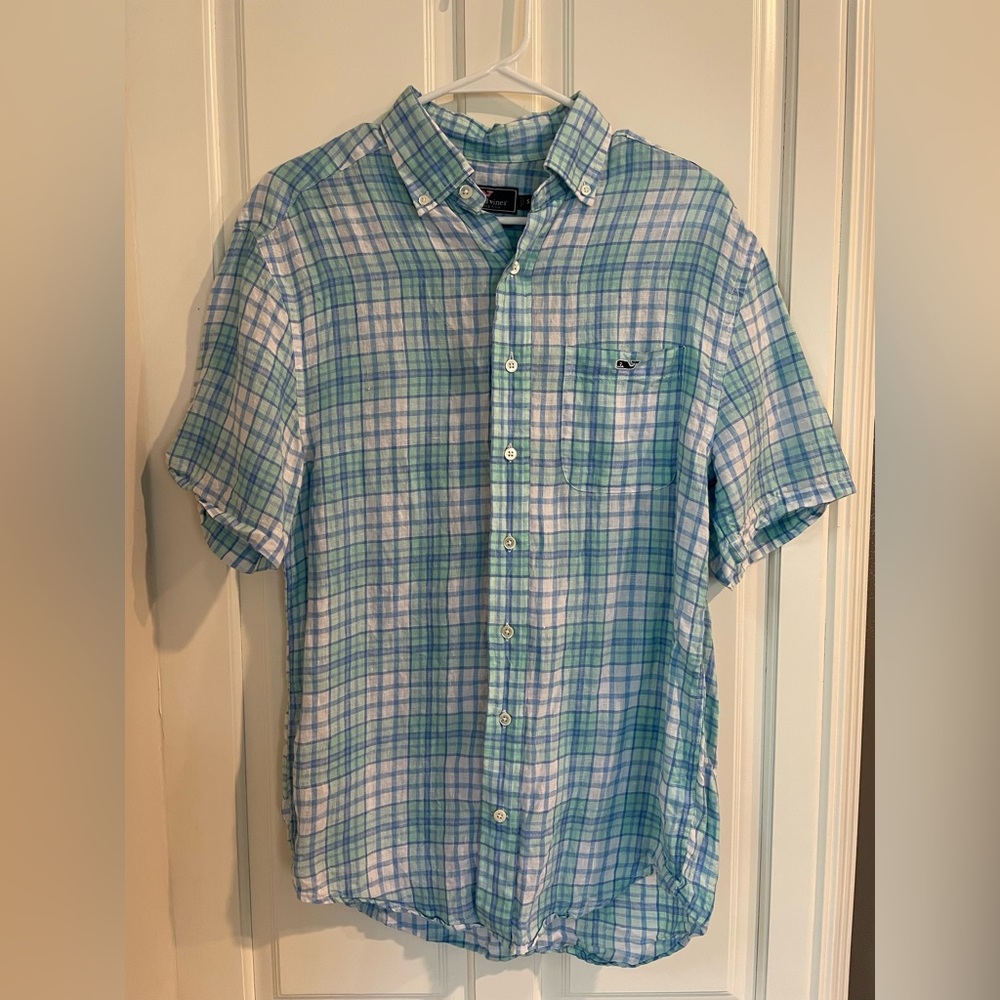 Vineyard Vines Short Sleeve Linen Classic Tucker Shirt - Size Medium